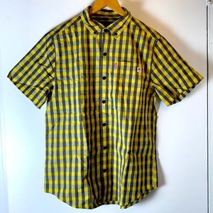 Mishka yellow plaid short sleeve button down